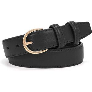 Women's Leather Belt for Jeans Pants Fashion Gold Buckle Ladies Dress Belt